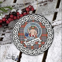 MacFarlane Scottish Clan Crest and Celtic Tartan Ceramic Ornament Plaid Christmas Ornament Gifts
