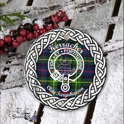 Kerracher Scottish Clan Crest and Celtic Tartan Ceramic Ornament Plaid Christmas Ornament Gifts