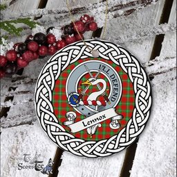 Lennox Scottish Clan Crest and Celtic Tartan Ceramic Ornament Plaid Christmas Ornament Gifts
