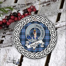 MacKay Scottish Clan Crest and Celtic Tartan Ceramic Ornament Plaid Christmas Ornament Gifts