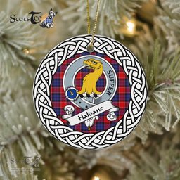 Haldane Scottish Clan Crest and Celtic Tartan Ceramic Ornament Plaid Christmas Ornament Gifts