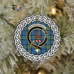 MacCorquodale Scottish Clan Crest and Celtic Tartan Ceramic Ornament Plaid Christmas Ornament Gifts