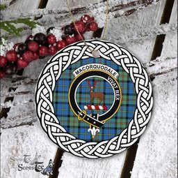 MacCorquodale Scottish Clan Crest and Celtic Tartan Ceramic Ornament Plaid Christmas Ornament Gifts