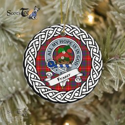 Fraser Scottish Clan Crest and Celtic Tartan Ceramic Ornament Plaid Christmas Ornament Gifts