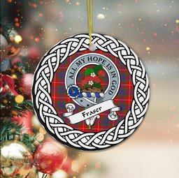 Fraser Scottish Clan Crest and Celtic Tartan Ceramic Ornament Plaid Christmas Ornament Gifts