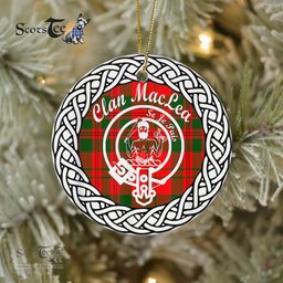 MacLea Scottish Clan Crest and Celtic Tartan Ceramic Ornament Plaid Christmas Ornament Gifts