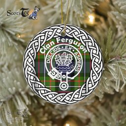 Ferguson Scottish Clan Crest and Celtic Tartan Ceramic Ornament Plaid Christmas Ornament Gifts