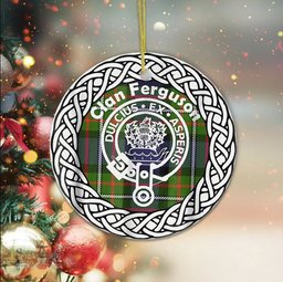 Ferguson Scottish Clan Crest and Celtic Tartan Ceramic Ornament Plaid Christmas Ornament Gifts