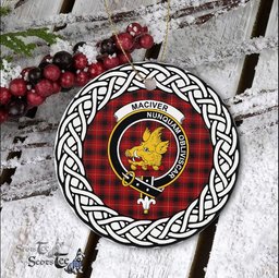 MacIver Scottish Clan Crest and Celtic Tartan Ceramic Ornament Plaid Christmas Ornament Gifts