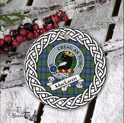 MacLaren Scottish Clan Crest and Celtic Tartan Ceramic Ornament Plaid Christmas Ornament Gifts