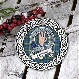 Lamont Scottish Clan Crest and Celtic Tartan Ceramic Ornament Plaid Christmas Ornament Gifts