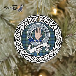 Lamont Scottish Clan Crest and Celtic Tartan Ceramic Ornament Plaid Christmas Ornament Gifts