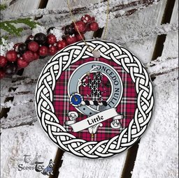 Little Scottish Clan Crest and Celtic Tartan Ceramic Ornament Plaid Christmas Ornament Gifts