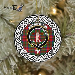 MacCulloch (McCulloch) Scottish Clan Crest and Celtic Tartan Ceramic Ornament Plaid Christmas Ornament Gifts