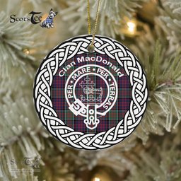 MacDonald Scottish Clan Crest and Celtic Tartan Ceramic Ornament Plaid Christmas Ornament Gifts