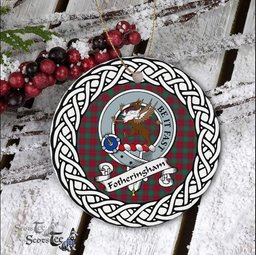 Fotheringham Scottish Clan Crest and Celtic Tartan Ceramic Ornament Plaid Christmas Ornament Gifts