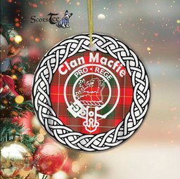 MacFie Ancient Scottish Clan Crest and Celtic Tartan Ceramic Ornament Plaid Christmas Ornament Gifts