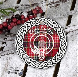 Ogilvy Scottish Clan Crest and Celtic Tartan Ceramic Ornament Plaid Christmas Ornament Gifts