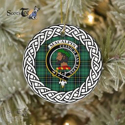MacAlpine Scottish Clan Crest and Celtic Tartan Ceramic Ornament Plaid Christmas Ornament Gifts