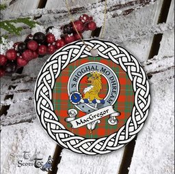 MacGregor Scottish Clan Crest and Celtic Tartan Ceramic Ornament Plaid Christmas Ornament Gifts