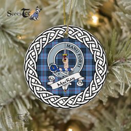 MacKay Scottish Clan Crest and Celtic Tartan Ceramic Ornament Plaid Christmas Ornament Gifts