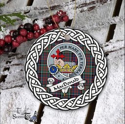 Macdonalds Of Donald Scottish Clan Crest and Celtic Tartan Ceramic Ornament Plaid Christmas Ornament Gifts