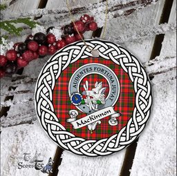 MacKinnon Scottish Clan Crest and Celtic Tartan Ceramic Ornament Plaid Christmas Ornament Gifts