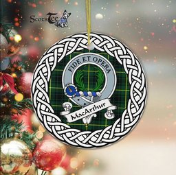 MacArthur Scottish Clan Crest and Celtic Tartan Ceramic Ornament Plaid Christmas Ornament Gifts