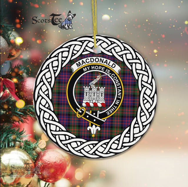 Macdonalds Of Ranald Scottish Clan Crest and Celtic Tartan Ceramic Ornament Plaid Christmas Ornament Gifts