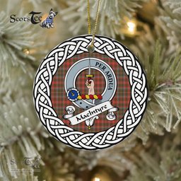 MacIntyre Scottish Clan Crest and Celtic Tartan Ceramic Ornament Plaid Christmas Ornament Gifts