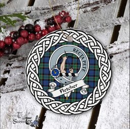 Fletcher Scottish Clan Crest and Celtic Tartan Ceramic Ornament Plaid Christmas Ornament Gifts