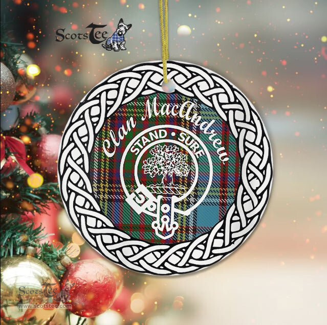 MacAndrew Scottish Clan Crest and Celtic Tartan Ceramic Ornament Plaid Christmas Ornament Gifts