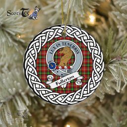 Fullerton Scottish Clan Crest and Celtic Tartan Ceramic Ornament Plaid Christmas Ornament Gifts