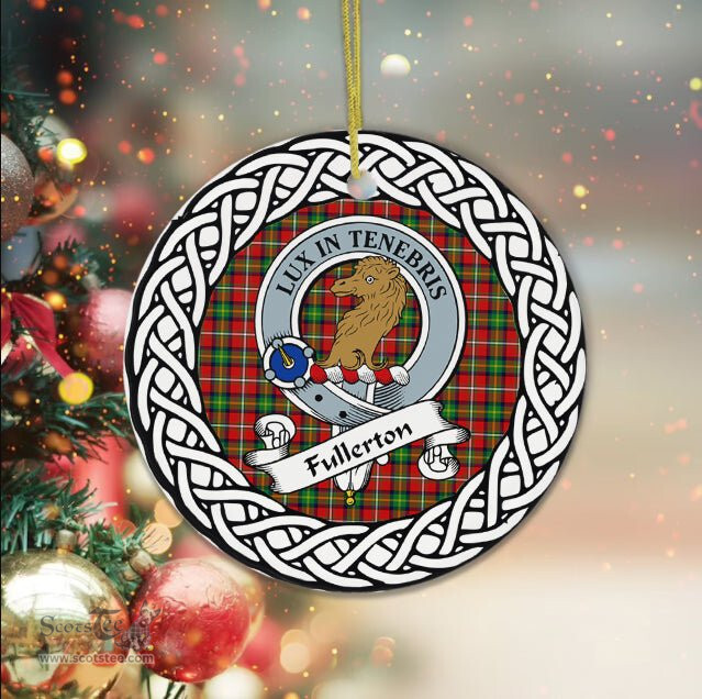 Fullerton Scottish Clan Crest and Celtic Tartan Ceramic Ornament Plaid Christmas Ornament Gifts