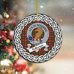 Fullerton Scottish Clan Crest and Celtic Tartan Ceramic Ornament Plaid Christmas Ornament Gifts