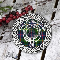 Farquharson Scottish Clan Crest and Celtic Tartan Ceramic Ornament Plaid Christmas Ornament Gifts