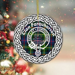 Farquharson Scottish Clan Crest and Celtic Tartan Ceramic Ornament Plaid Christmas Ornament Gifts