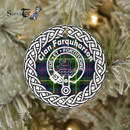 Farquharson Scottish Clan Crest and Celtic Tartan Ceramic Ornament Plaid Christmas Ornament Gifts