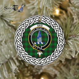 Ged Scottish Clan Crest and Celtic Tartan Ceramic Ornament Plaid Christmas Ornament Gifts