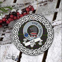 Hall Scottish Clan Crest and Celtic Tartan Ceramic Ornament Plaid Christmas Ornament Gifts