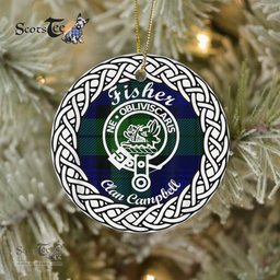 Fisher Scottish Clan Crest and Celtic Tartan Ceramic Ornament Plaid Christmas Ornament Gifts