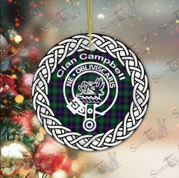 Campbell Of Cawdor Modern Scottish Clan Crest and Celtic Tartan Ceramic Ornament Plaid Christmas Ornament Gifts