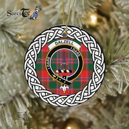 Dalzell Scottish Clan Crest and Celtic Tartan Ceramic Ornament Plaid Christmas Ornament Gifts