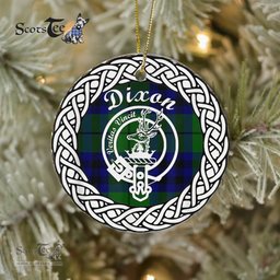 Dixon Scottish Clan Crest and Celtic Tartan Ceramic Ornament Plaid Christmas Ornament Gifts