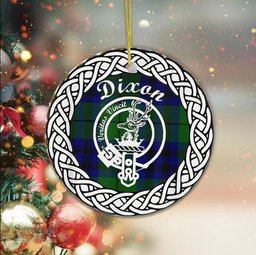 Dixon Scottish Clan Crest and Celtic Tartan Ceramic Ornament Plaid Christmas Ornament Gifts