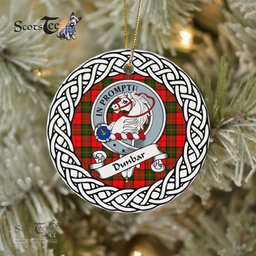 Dunbar Scottish Clan Crest and Celtic Tartan Ceramic Ornament Plaid Christmas Ornament Gifts
