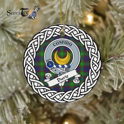 Durie Scottish Clan Crest and Celtic Tartan Ceramic Ornament Plaid Christmas Ornament Gifts