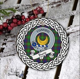 Durie Scottish Clan Crest and Celtic Tartan Ceramic Ornament Plaid Christmas Ornament Gifts