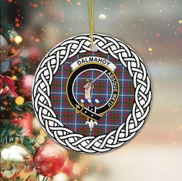 Dalmahoy Scottish Clan Crest and Celtic Tartan Ceramic Ornament Plaid Christmas Ornament Gifts