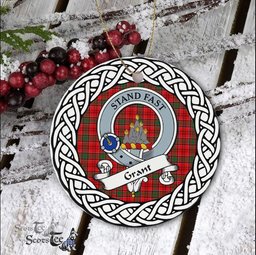 Grant Scottish Clan Crest and Celtic Tartan Ceramic Ornament Plaid Christmas Ornament Gifts